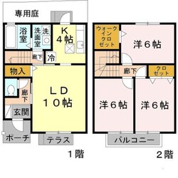 山本駅 徒歩14分 1-2階の物件間取画像